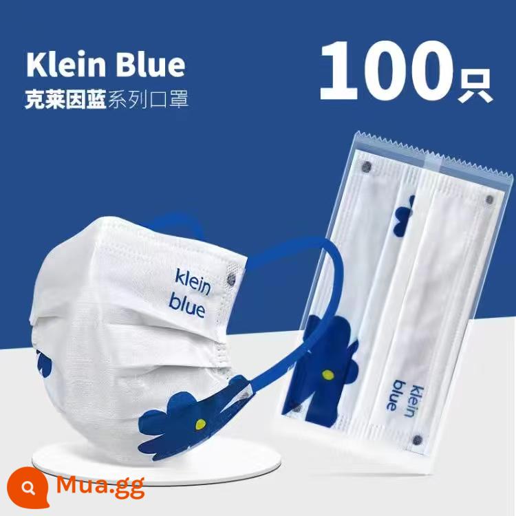 Mặt nạ hoa mặt cười màu xanh Klein được đóng gói riêng mặt nạ ba lớp chống bụi dùng một lần 2021 thời trang mới - Klein Blue [Hoa] 100 cái