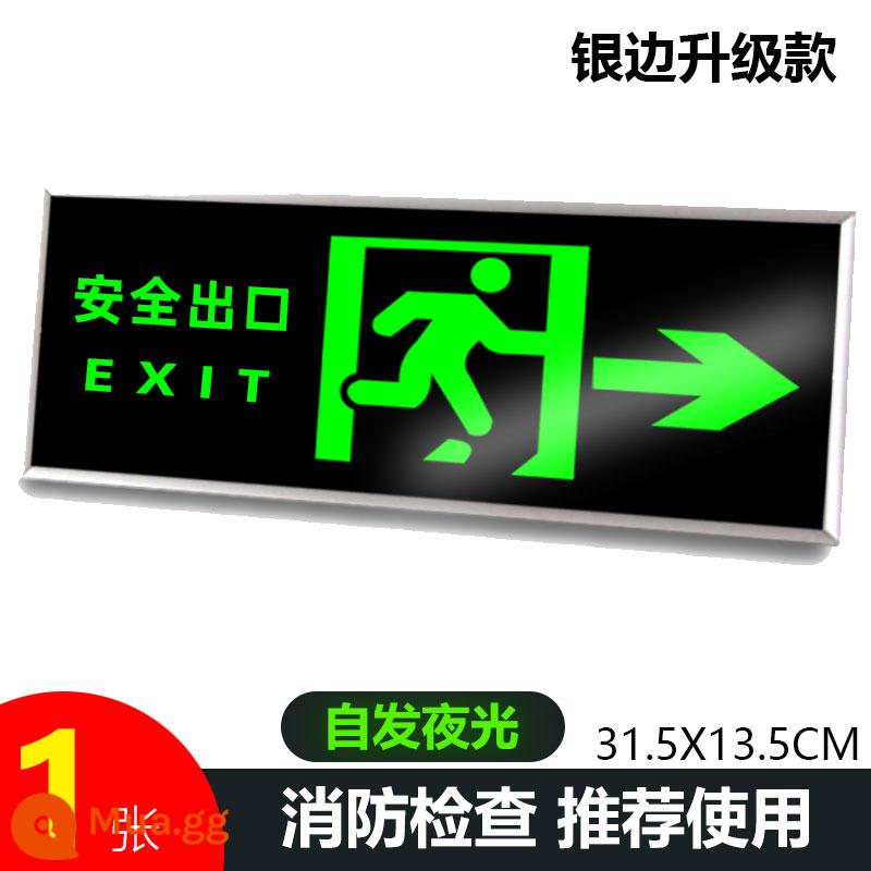 Đèn ngủ thoát hiểm an toàn ký hiệu kênh lửa thoát hiểm sơ tán dán tường cẩn thận bước sàn miếng dán ký hiệu - Lối thoát an toàn bên phải [1 hình có khung dày màu bạc]