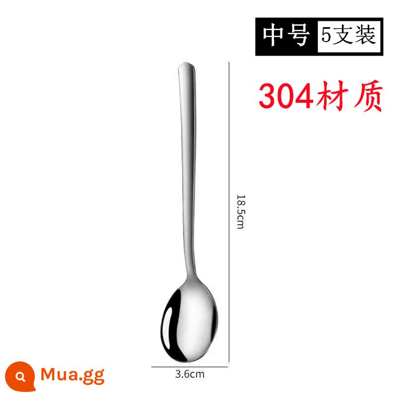 Thìa Inox 304 Tay Cầm Dài Hàn Quốc Hộ Gia Đình Làm Dày Bữa Ăn Trẻ Em Người Lớn Thìa Khuấy Muỗng Thìa Nhỏ - 304 Thìa Hàn Quốc [cỡ vừa] 5 cái