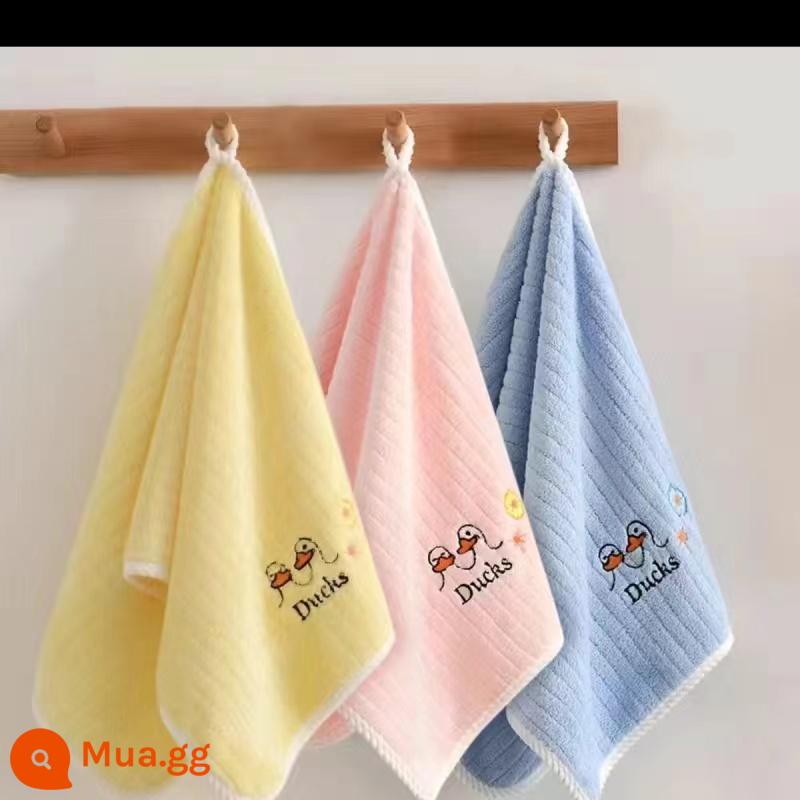 Khăn tắm trẻ em, nam nữ, tắm em bé, nhung san hô, mềm mại và thấm hút tốt hơn cotton nguyên chất, khăn lớn gia dụng người lớn - Vịt Happy (3 gói) vàng+hồng+xanh