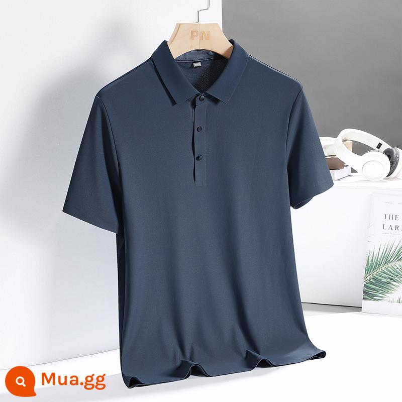 Áo sơ mi polo lụa băng không đánh dấu xu hướng mùa hè dành cho nam áo thun ngắn tay có ve áo rộng, phần mỏng, bộ trang phục bố thoáng khí nhanh khô - 6688 màu xám đậm