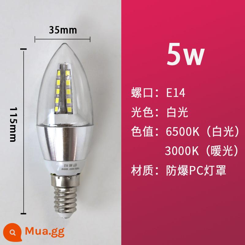 Đèn LED Tiết Kiệm Năng Lượng Đèn E14 Vít Nhỏ Miệng E27 Đuôi Đèn Chùm Pha Lê Bóng Đèn Hộ Gia Đình Siêu Sáng Đèn Chiếu Sáng - E14 cổng vít nhỏ bong bóng đầu bạc 5W