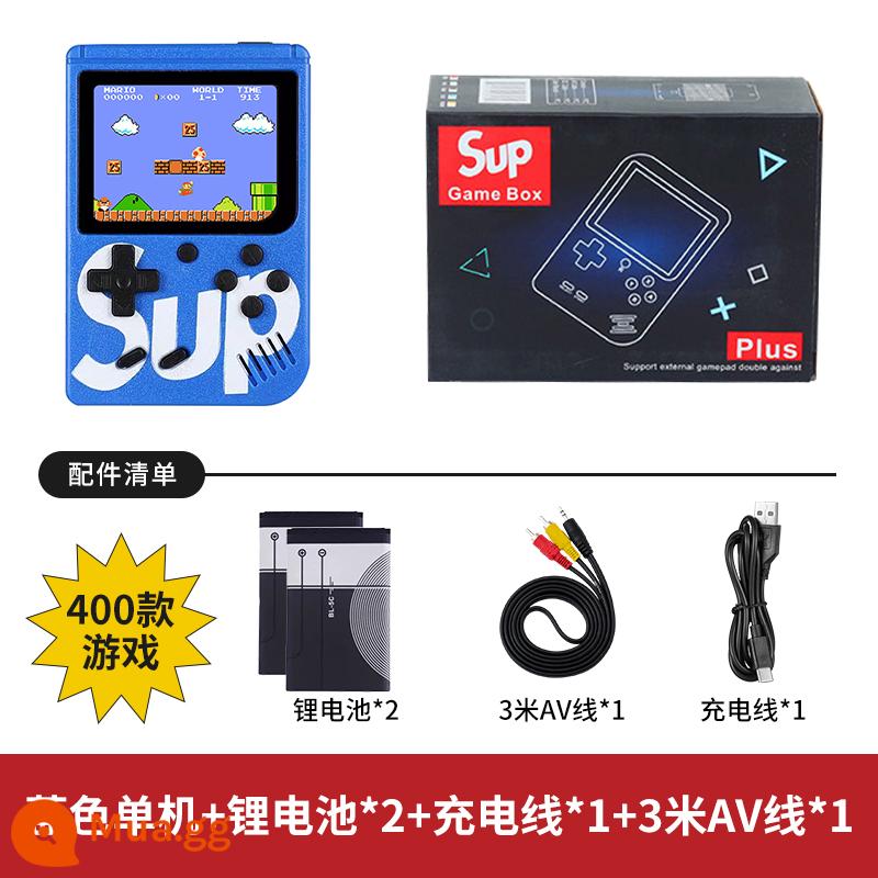 Máy chơi game cầm tay sup mới cầm tay hoài cổ retro cổ điển dành cho trẻ em Máy chơi game Tetris mini cầm tay psp đôi cùng phong cách Mario 2023 kết nối với TV hệ thống màn hình lớn - Nhân đôi niềm vui - một người chơi màu xanh lam [400 trò chơi + cáp AV 3 m + 2 pin]