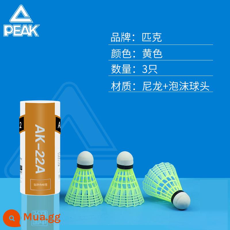 Peak chính hãng cầu lông nylon chống nhựa đồ chơi trẻ em ngoài trời người lớn tiểu học bóng tập chống gió - Gói 3 màu vàng