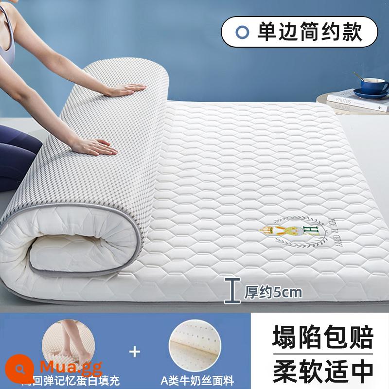 Nệm cao su đệm nhà dày ký túc xá sinh viên đơn chiếu tatami thảm xốp cho thuê chăn đặc biệt - (Độ dày: khoảng 5cm) Màu trắng pha lê [mẫu chải một mặt - mặt trên công nghiệp với 5 lớp siêu dày]