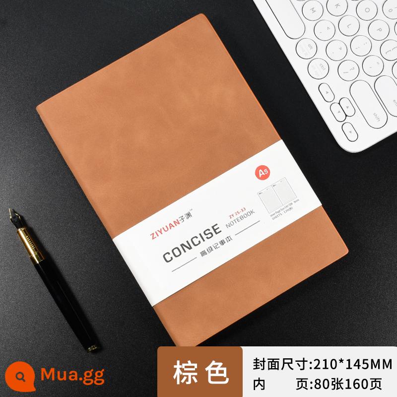 Máy tính xách tay bằng da Sheeppa Máy tính xách tay A5 có thể được tùy chỉnh dày notepad kinh doanh da màu đen máy tính xách tay làm việc văn phòng nhật ký đơn giản logo xách tay kèn ins máy tính xách tay nhỏ retro ghi lại - A5 nâu 160 trang