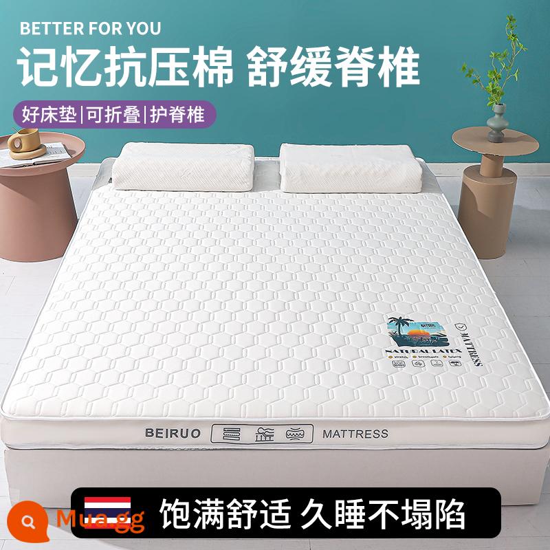 Nệm cao su đệm nhà dày ký túc xá sinh viên đơn chiếu tatami thảm xốp cho thuê chăn đặc biệt - Nâng cấp kháng khuẩn-màu trắng tinh khiết [dày khoảng 10 cm]