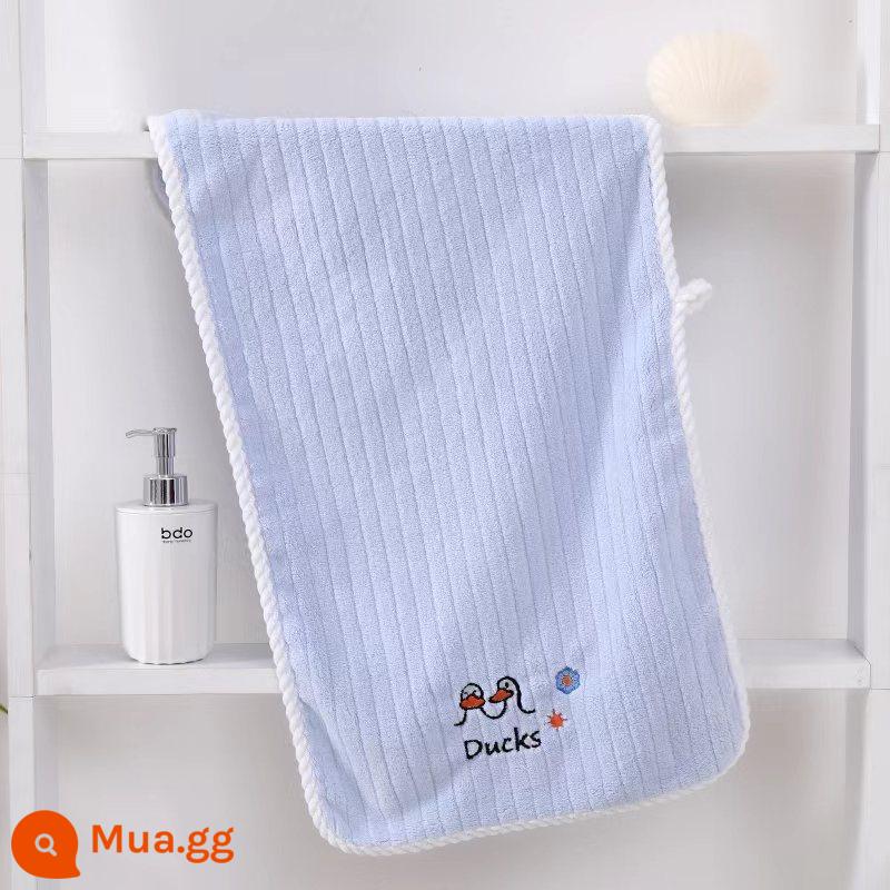 Khăn tắm trẻ em, nam nữ, tắm em bé, nhung san hô, mềm mại và thấm hút tốt hơn cotton nguyên chất, khăn lớn gia dụng người lớn - Vịt Happy (1 gói) xanh nhạt