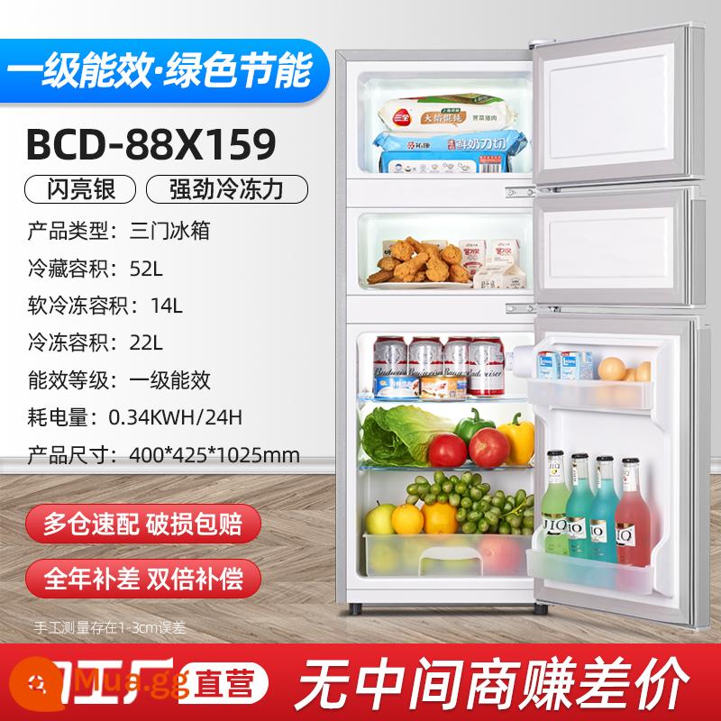 [Hiệu quả năng lượng cấp 1] Tủ lạnh nhỏ hộ gia đình Cho thuê ký túc xá Tủ đông lạnh mini Tủ lạnh tiết kiệm năng lượng hai cửa - Ba cửa/159 ✅Bạc/Tiết kiệm năng lượng cấp 1