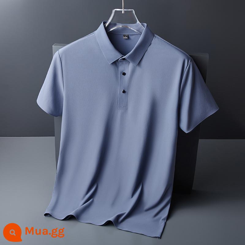 Áo sơ mi polo lụa băng không đánh dấu xu hướng mùa hè dành cho nam áo thun ngắn tay có ve áo rộng, phần mỏng, bộ trang phục bố thoáng khí nhanh khô - 6688 màu xám trung bình