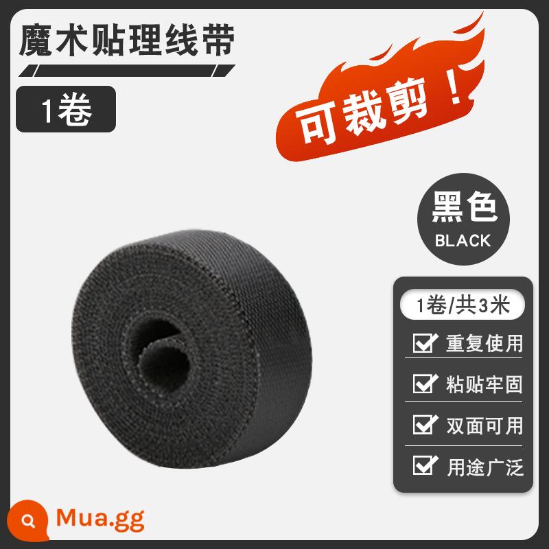 Hiện vật lưu trữ dòng dữ liệu Velcro dây buộc cáp tổ chức khai thác máy tính với định tuyến dây máy tính để bàn dây đeo cố định - Đen [3 mét] có thể cắt được