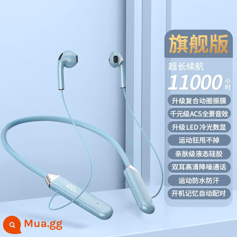 Tai nghe bluetooth đeo cổ không dây thể thao nam nữ new 2023 thời lượng pin siêu khủng và pin lớn đeo lâu không đau tai - Phiên bản chủ lực | Huguang Blue ✅ Thời lượng pin siêu dài + màng loa composite động + Hiệu ứng âm thanh toàn cảnh ACS