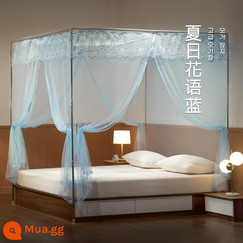 Mùng chống rơi Southern life 2023 new yurt 2022 phòng ngủ gia đình miễn phí lắp đặt hàng rào cao cấp cho bé - Không đáy-Hoa mùa hè màu xanh