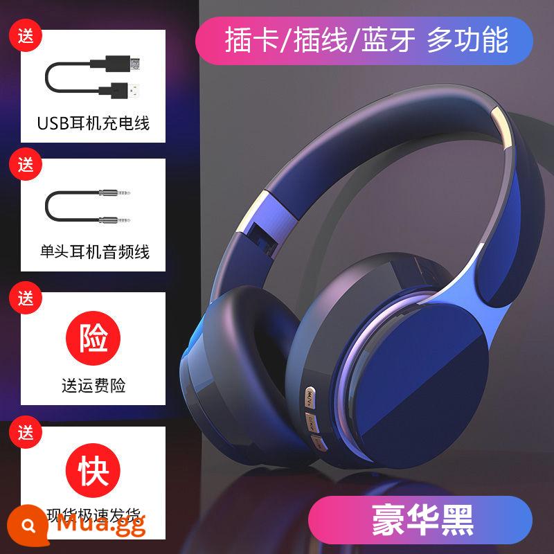 Tai nghe bluetooth không dây tai nghe chơi game tai nghe khử tiếng ồn có micrô thời gian chờ siêu dài điện thoại di động máy tính - Màu đen sang trọng (★Âm trầm ấn tượng★Chất lượng âm thanh Bluetooth 5.2★HIFI)