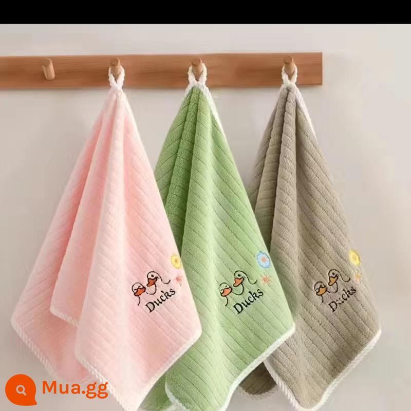 Khăn tắm trẻ em, nam nữ, tắm em bé, nhung san hô, mềm mại và thấm hút tốt hơn cotton nguyên chất, khăn lớn gia dụng người lớn - Vịt Happy (3 gói) hồng + xanh + xám