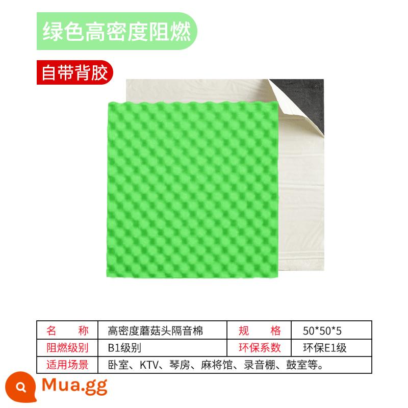 Bông cách âm Bông cách âm siêu tiêu âm Bông siêu cách âm dán cửa sổ hiện vật dán tường phòng ngủ tấm cách âm nhà tự dính chống cháy - Chất chống cháy màu xanh lá cây có lớp nền dính 50 * 50 * 5cm (2 miếng)