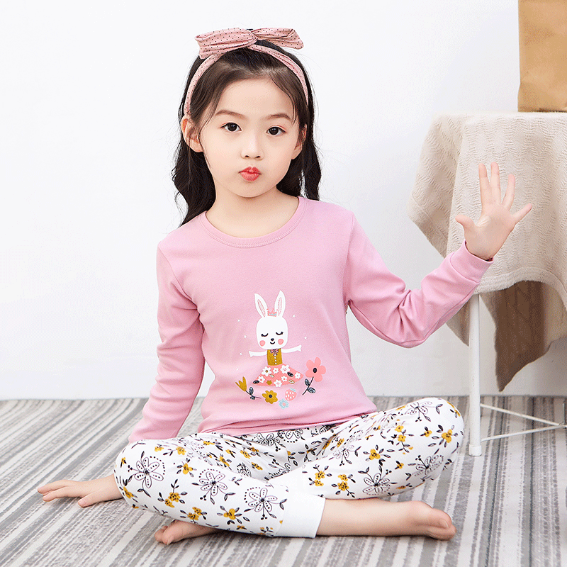 Bộ đồ lót trẻ em cotton nguyên chất 2-13 tuổi quần áo mùa thu và quần vệ sinh bé trai dài tay bộ đồ ngủ xuân thu đông bé gái có cổ - Huahuatu-ZLS/cổ thấp/bông nguyên chất