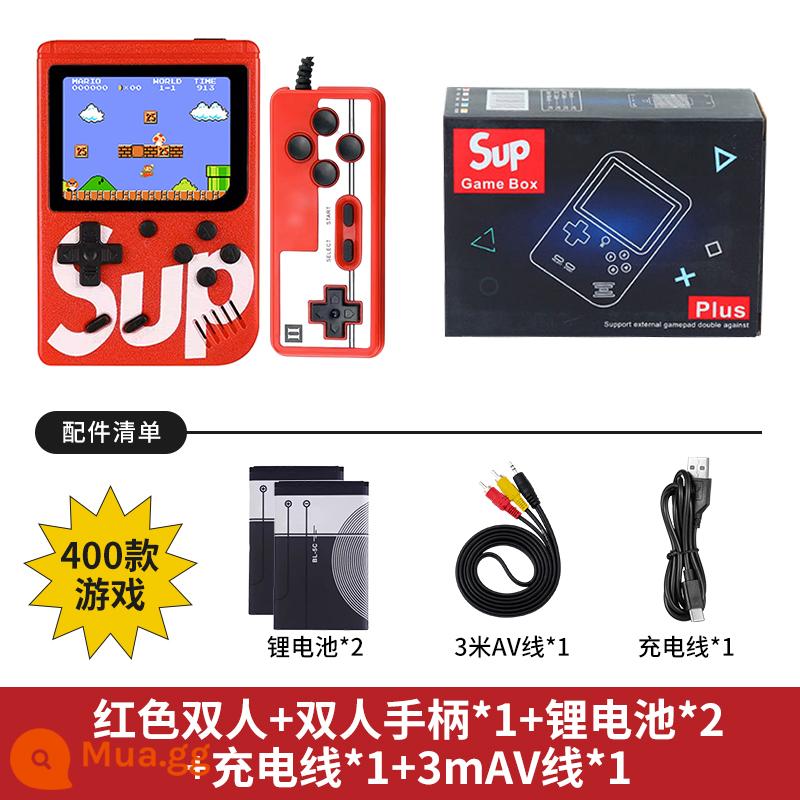 Máy chơi game cầm tay sup mới cầm tay hoài cổ retro cổ điển dành cho trẻ em Máy chơi game Tetris mini cầm tay psp đôi cùng phong cách Mario 2023 kết nối với TV hệ thống màn hình lớn - Niềm vui nhân đôi - màu đỏ dành cho hai người [400 trò chơi + cáp AV 3 m + 2 pin + tay cầm]