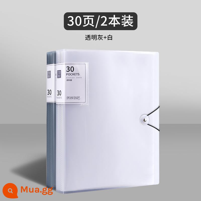 Thư mục thông tin sách A4 trong suốt chèn bảng điểm kẹp bản nhạc kẹp giấy kiểm tra lưu trữ túi sách hoàn thiện giải thưởng sinh viên báo cáo khám thai hình ảnh album đảng viên sản xuất tập tin clip kiểm tra văn phòng bộ sưu tập - A4 xám trong suốt + trắng trong suốt/30 trang/2 cuốn