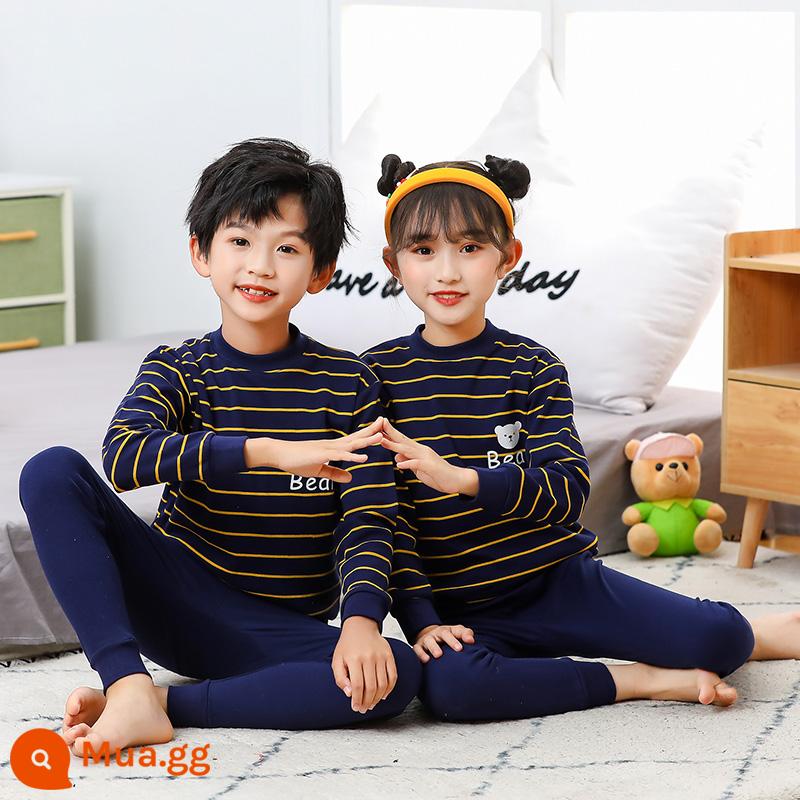 Bộ đồ lót trẻ em bằng cotton nguyên chất, áo len cotton mùa thu đông cho trẻ em cỡ lớn, áo len mỏng dài tay cho bé trai và bé gái, quần áo mùa thu cho bé, quần vệ sinh - TZ00071 [cổ áo giữa]