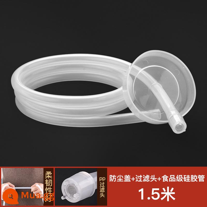 Bộ trà phụ kiện ống nước cấp thực phẩm silicone ống dẫn nước đóng thùng ống nước khay trà nước tự động ống hút - Đầu thường + ống silicon trắng dài 1,5m + nắp che bụi