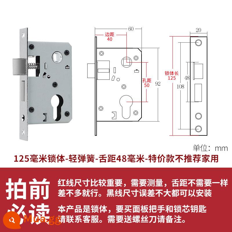 Thép không gỉ thân khóa lõi khóa trong nhà phòng ngủ chốt cửa khóa cửa gỗ đa năng cửa phòng bộ khóa phòng hộ gia đình tắt tiếng - 125 khoảng cách lò xo-lưỡi nhẹ 48-giá đặc biệt không khuyến khích sử dụng tại nhà