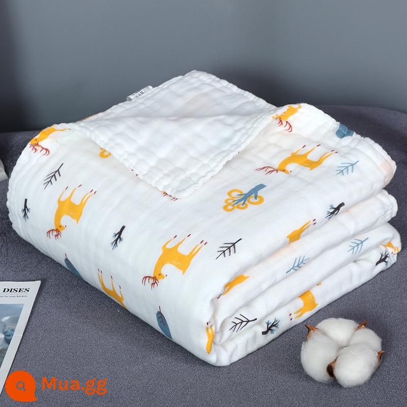 Khăn tắm cho bé sơ sinh cotton nguyên chất siêu mềm thấm hút khăn lớn khăn tắm cho bé sơ sinh trẻ em hoạt hình - Hươu nhỏ màu vàng sáu lớp/110*110cm [bông chải kỹ mật độ cao đi kèm khăn vuông]