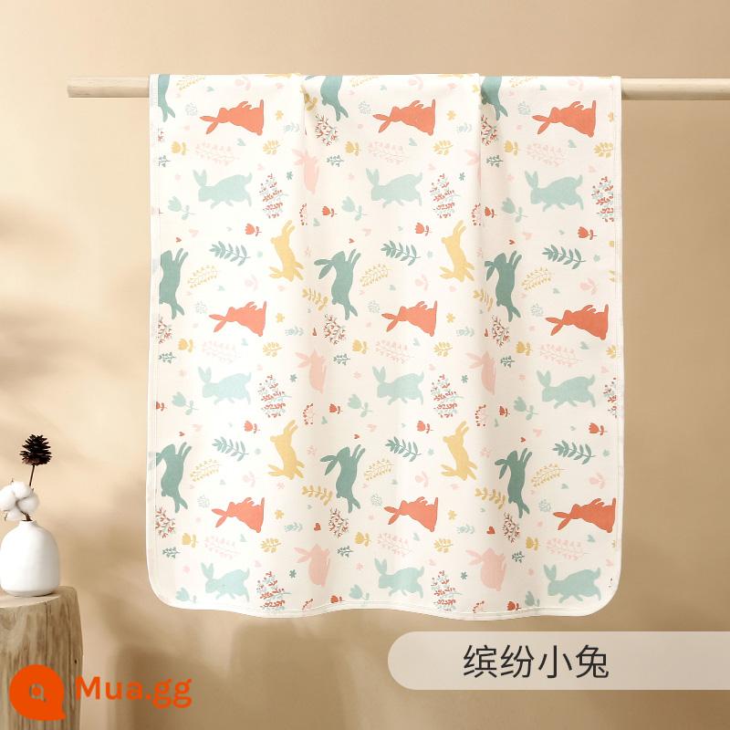 Thảm chống đi tiểu cho trẻ sơ sinh và trẻ nhỏ cotton nguyên chất không thấm nước và thoáng khí có thể giặt được nệm thời kỳ kinh nguyệt của dì cỡ lớn có thể giặt được cho bé qua đêm - Đơn [Baby Class A Pure Cotton] Bunny đầy màu sắc (Không thấm nước và thoáng khí)