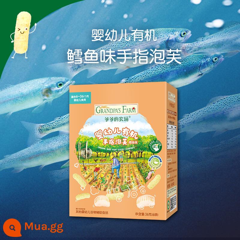 Grandpa's Farm Organic Infant Star Puff Cod Multi-flav Finger Puff June + Baby Snacks - [Bánh phồng vị cá tuyết] Bánh phồng ngón tay hữu cơ 1 hộp