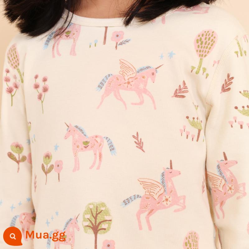 Youlan "Cổ Điển Cat Cotton" In Hình Bộ Đồ Lót Thu Đông 2023 Trẻ Em Mới Mềm Mại Và Thoải Mái Homewear - kỳ lân rừng