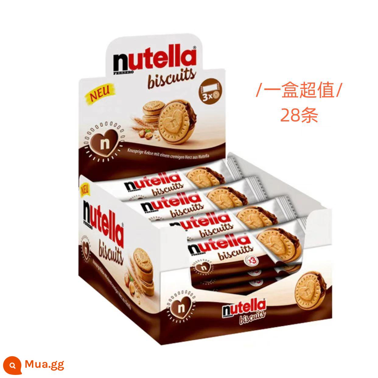 Nhập khẩu từ Ý và Đức Bánh quy Ferrero Sandwich Nutella Hazelnut Nutella Socola Love Biscuits 304g - Toàn bộ hộp chứa 41,4g*28 miếng [hương vị đến ngày 23.12.19]