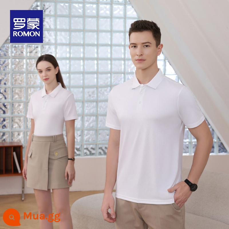 Romon nam có ve áo áo sơ mi polo xu hướng trẻ trung phù hợp với tất cả các trận đấu Áo thun ngắn tay áo thun nửa tay áo thun đi làm quần áo hàng đầu T - Trắng 5901 một mảnh