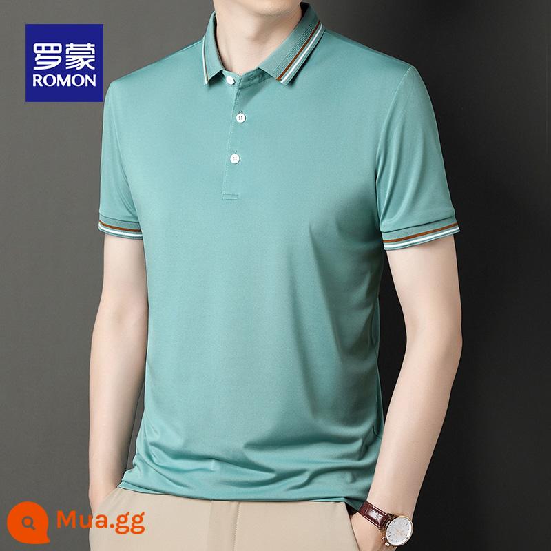 Romon nam có ve áo áo sơ mi polo xu hướng trẻ trung phù hợp với tất cả các trận đấu Áo thun ngắn tay áo thun nửa tay áo thun đi làm quần áo hàng đầu T - Xanh 634