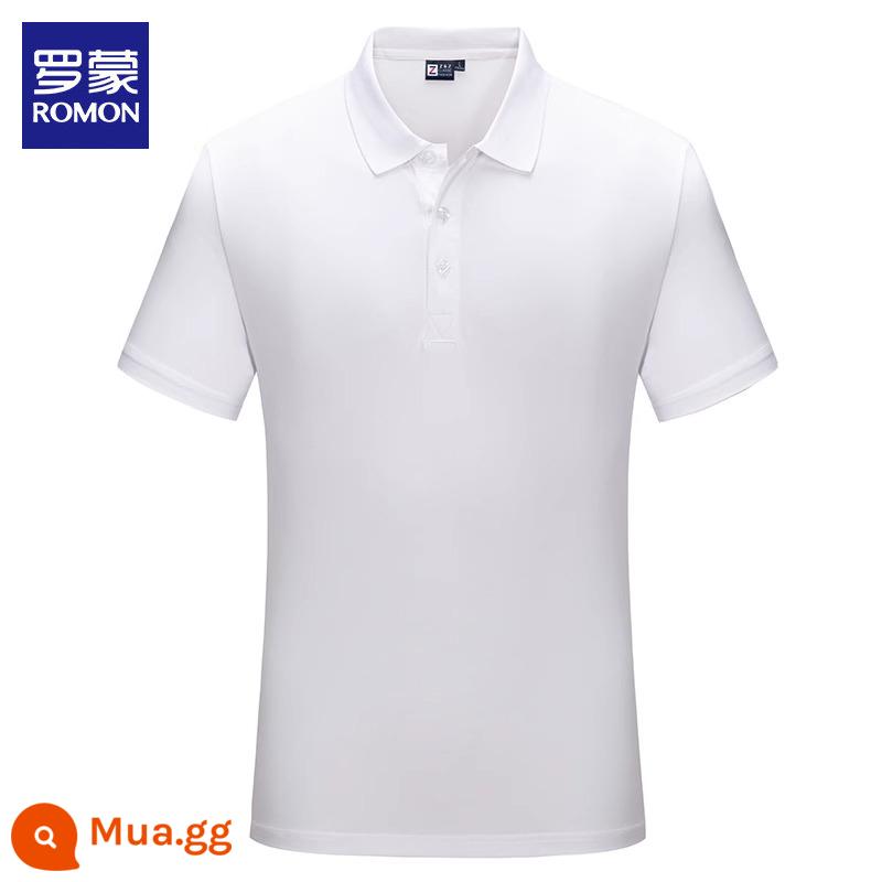 Romon nam có ve áo áo sơ mi polo xu hướng trẻ trung phù hợp với tất cả các trận đấu Áo thun ngắn tay áo thun nửa tay áo thun đi làm quần áo hàng đầu T - Một chiếc 5577 màu trắng