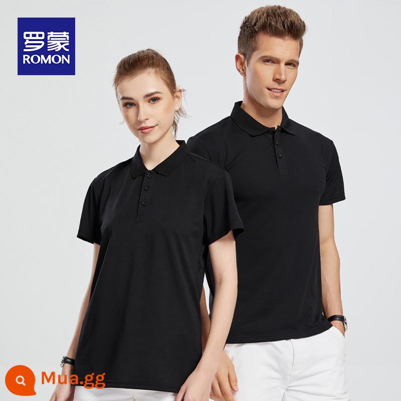 Romon nam có ve áo áo sơ mi polo xu hướng trẻ trung phù hợp với tất cả các trận đấu Áo thun ngắn tay áo thun nửa tay áo thun đi làm quần áo hàng đầu T - Đen 5901 một mảnh