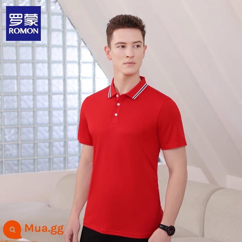 Romon nam có ve áo áo sơ mi polo xu hướng trẻ trung phù hợp với tất cả các trận đấu Áo thun ngắn tay áo thun nửa tay áo thun đi làm quần áo hàng đầu T - Một mảnh lớn màu đỏ 5577