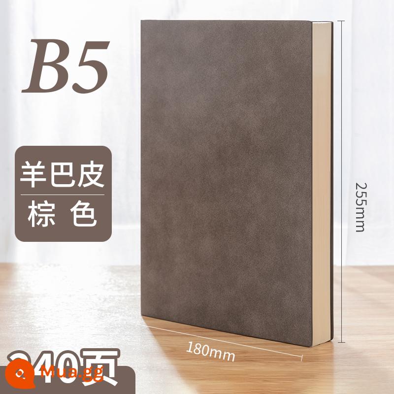 Máy tính xách tay kinh doanh tùy chỉnh phụ notepad b5 sách văn phòng lớn dày văn phòng phẩm nhật ký sinh viên tùy chỉnh có thể in logo đọc ghi chú bán buôn tùy chỉnh - Da cừu nâu B5