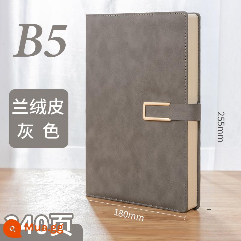 Máy tính xách tay kinh doanh tùy chỉnh phụ notepad b5 sách văn phòng lớn dày văn phòng phẩm nhật ký sinh viên tùy chỉnh có thể in logo đọc ghi chú bán buôn tùy chỉnh - B5 xám - xanh nhung có khóa nam châm 1807