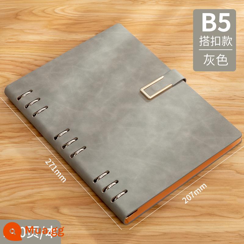 Máy tính xách tay kinh doanh tùy chỉnh phụ notepad b5 sách văn phòng lớn dày văn phòng phẩm nhật ký sinh viên tùy chỉnh có thể in logo đọc ghi chú bán buôn tùy chỉnh - B5 Kiểu Khóa Lá Lỏng Màu Xám