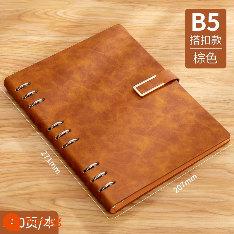 Máy tính xách tay kinh doanh tùy chỉnh phụ notepad b5 sách văn phòng lớn dày văn phòng phẩm nhật ký sinh viên tùy chỉnh có thể in logo đọc ghi chú bán buôn tùy chỉnh - B5 Kiểu Khóa Lá Lỏng Màu Nâu