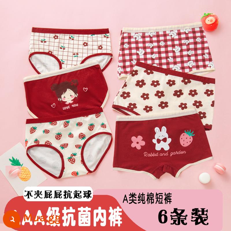 Quần Lót Trẻ Em Bé Gái Cotton Boxer Ba Quần Lót Bé Gái Bé Lớn Bé Trai Thỏ Năm Đỏ Sinh Năm Quần Short - 8808+3323# Ba hoặc bốn góc 6 gói