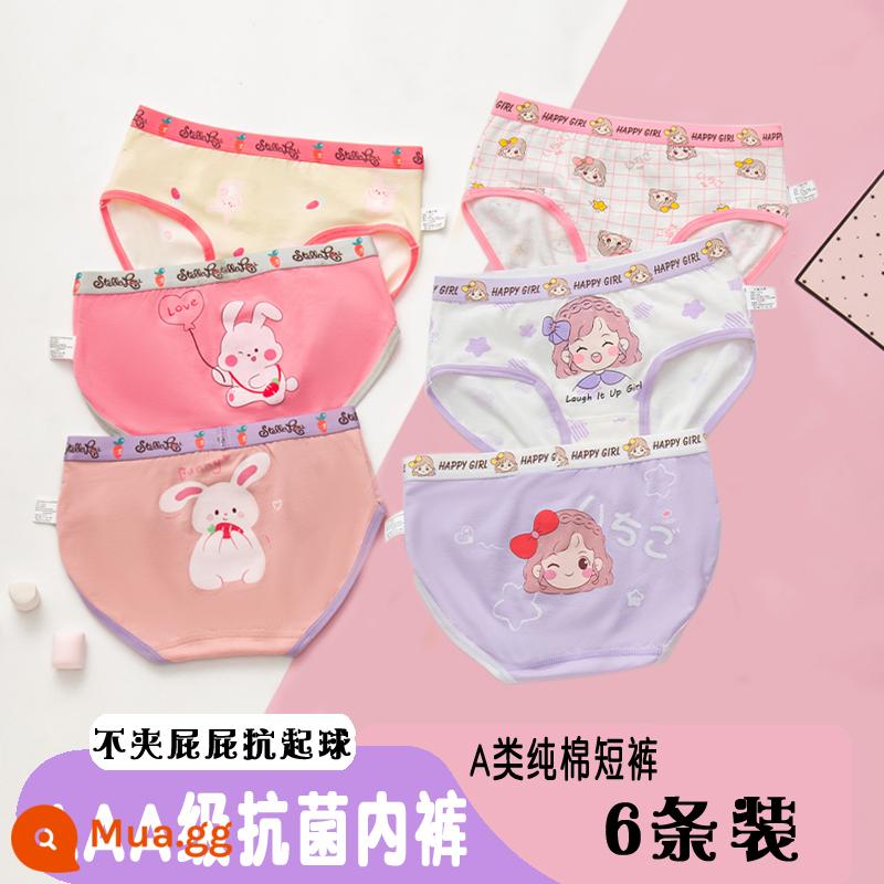 Quần Lót Trẻ Em Bé Gái Cotton Boxer Ba Quần Lót Bé Gái Bé Lớn Bé Trai Thỏ Năm Đỏ Sinh Năm Quần Short - 8810+8811#tam giác đầy đủ 6 gói