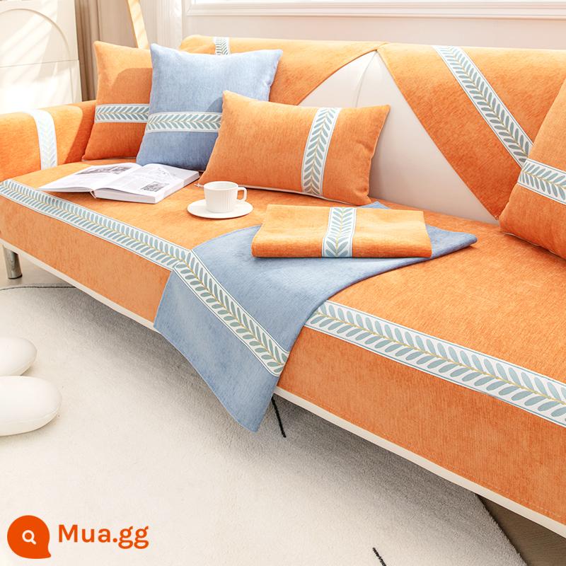 Nhỏ Tươi Voan Sofa Đệm Bốn Mùa Đa Năng Chống Trơn Trượt Ghế Sofa Bao Gồm Tất Cả Đơn Giản Vỏ Đệm Khăn Vải - Chenille-Ruoyan-Cam[fs]