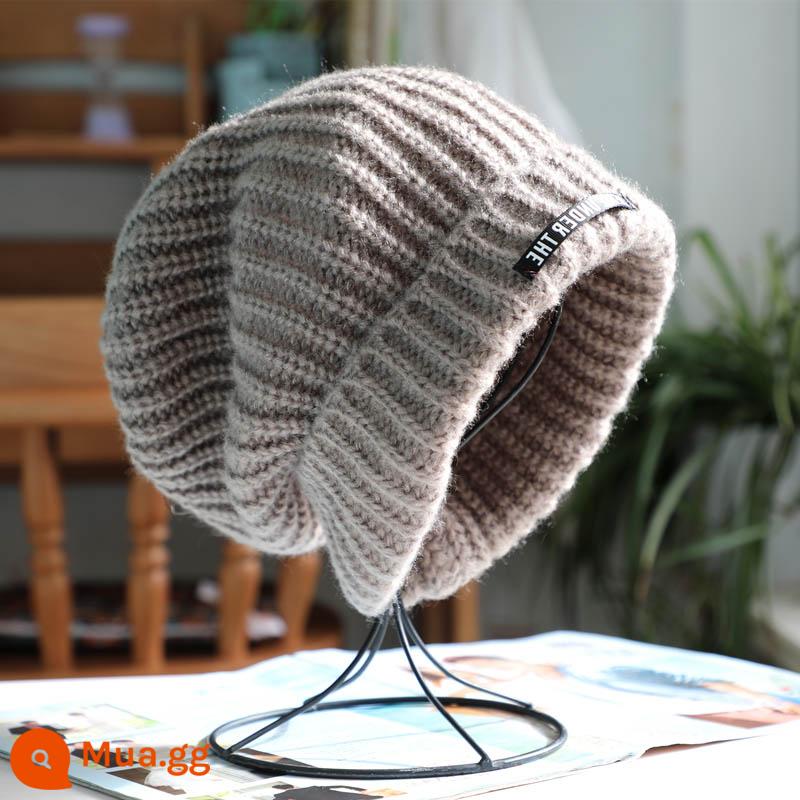 Hat Girl Autumn và Winter Rough Wool Hat Phụ nữ khuôn mặt ấm áp, mặt, nhãn dán vải nhỏ hoang dã Loog - cà phê nhẹ