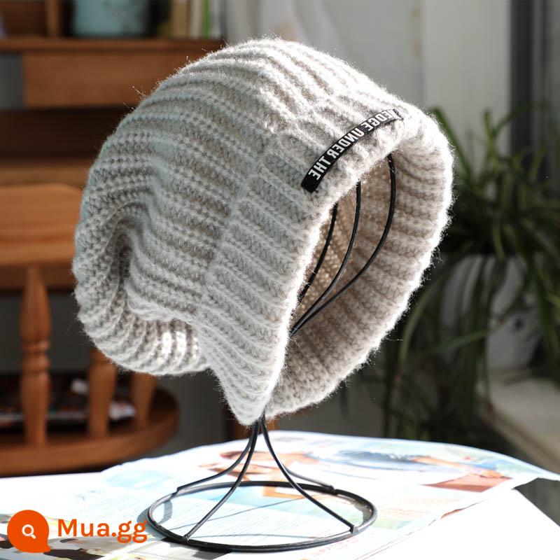 Hat Girl Autumn và Winter Rough Wool Hat Phụ nữ khuôn mặt ấm áp, mặt, nhãn dán vải nhỏ hoang dã Loog - xám