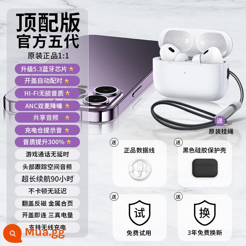 Tai nghe bluetooth thế hệ thứ năm chính thức không dây đích thực ban đầu cho iPhone ba thế hệ 14pro thế hệ thứ 5 của Apple Huaqiang North - [Phiên bản hàng đầu thế hệ thứ năm] Chất lượng âm thanh được cải thiện 300% ☆ Giảm tiếng ồn chủ động ☆ Đầy đủ chức năng ☆ Vỏ màu đen