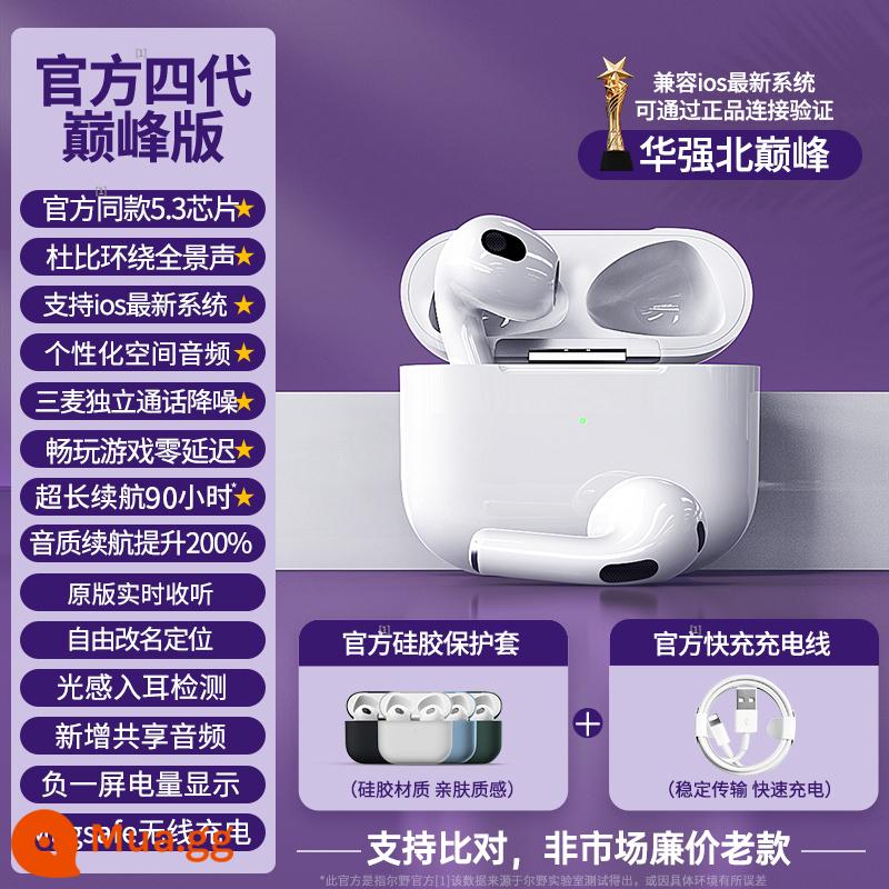 [Hàng Chính Hãng Huaqiangbei] Tai Nghe Bluetooth Không Dây Bốn Thế Hệ Chính Hãng Thích Hợp Cho iPhone14pro Apple 13 Huawei 4 - [Phiên bản đỉnh cao thế hệ thứ tư] Màn hình kết nối chính hãng·Dolby Atmos·Thời gian chờ siêu dài