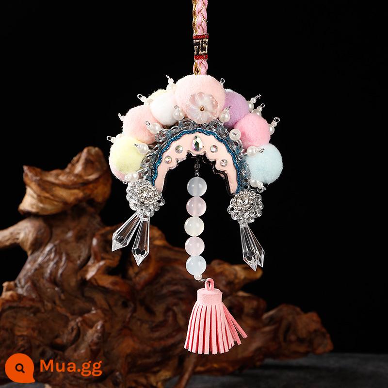 Giáo viên Thành Phong Guanxia Phi Handmade Kinh Kịch Mặt Nạ Mặt Dây Chuyền Opera Lụa Người Búp Bê Mũ Đội Đầu Tử Cấm Thành Treo Vật Trang Trí - bánh macaron