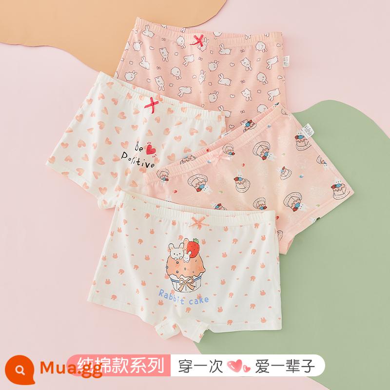 Quần lót bé gái Modal quần lót boxer trẻ em cotton nguyên chất 100% cotton bé gái băng lụa mùa hè mỏng - 750+755 (4 gói cotton kháng khuẩn nguyên chất)