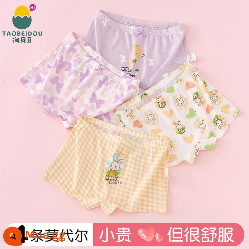 Quần lót bé gái Modal quần lót boxer trẻ em cotton nguyên chất 100% cotton bé gái băng lụa mùa hè mỏng - 503+505 (4 gói kiểu kháng khuẩn modal)